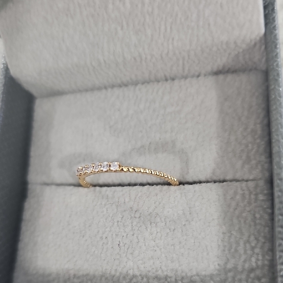 Gold and Diamond Ring with Dainty Band - Picture 7 of 9